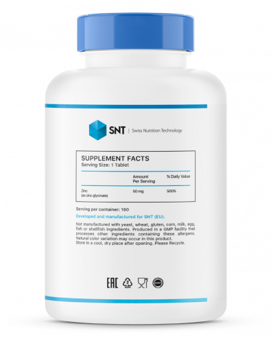 SNT Zinc Glycinate, Глицинат цинка, 180 таблеток