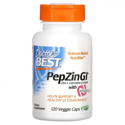 Doctor's Best PepZinGL, Хелат цинка + L-карнозин, 120 вег.капс