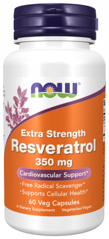 NOW Resveratrol 350 mg, 60 капсул