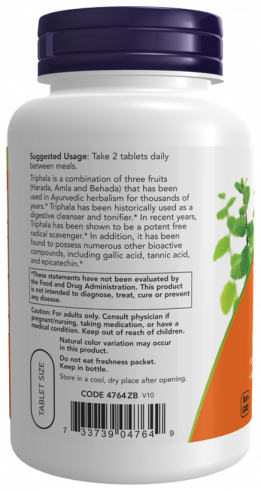 NOW Triphala, Трифала, 120 таблеток