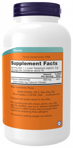 NOW Calcium Citrate, Кальций Цитрат, 227 грамм