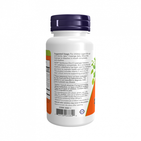 NOW Sambucus Zinc-C, Бузина Цинк-С, 60 таблеток