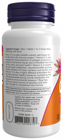 NOW C-500 with Rose Hips, C-500 c Шиповником, 100 таблеток