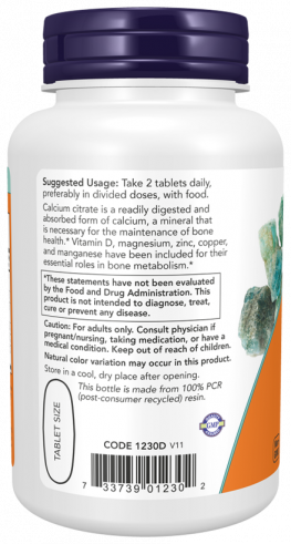 NOW Calcium Citrate, Кальция Цитрат, 100 таблеток
