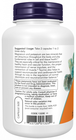 NOW Magnesium &amp; Potassium Aspartate, Аспартат Магния и Калия, 120 капсул