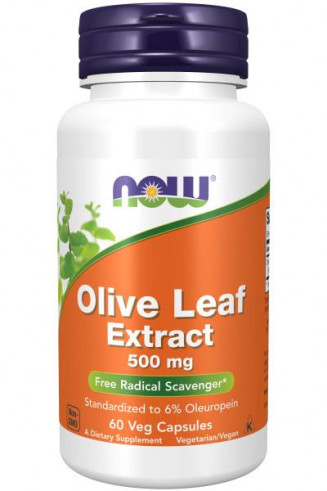 NOW Olive Leaf Extract 500 mg, Экстракт листьев оливы 500 мг, 60 вег.капс