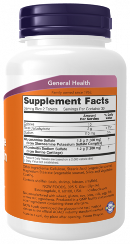 NOW Glucosamine &amp; Chondroitin, 60 таблеток