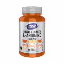 NOW Double Strength Arginine 1000 mg, Аргинин Двойная сила 1000 мг, 60 таблеток