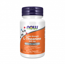 NOW Double Strenght L-Theanine 200 mg, Двойная сила L-Теанина 200 мг, 60 капсул
